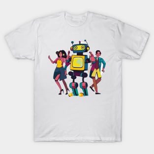 robot dancing in club art deco T-Shirt